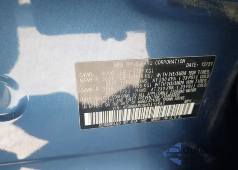 2022 Subaru Ascent Touring из США, поврежденный, VIN 4S4WMARD9N3412557